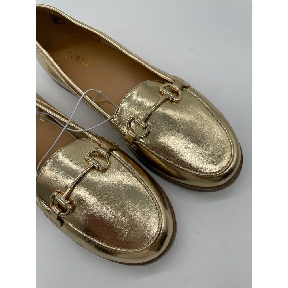 J. Crew Crew Cuts Girls Metallic Gold Horse Bit Loafers‎ Flats Sz 5 Preppy Shool - Picture 5 of 12